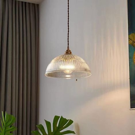 Kreativer Schalenförmiger Glas-kronleuchter, Kreativer Gestreifter Glas-hängelampenschirm, Deckenleuchte Mit E27-fassung -