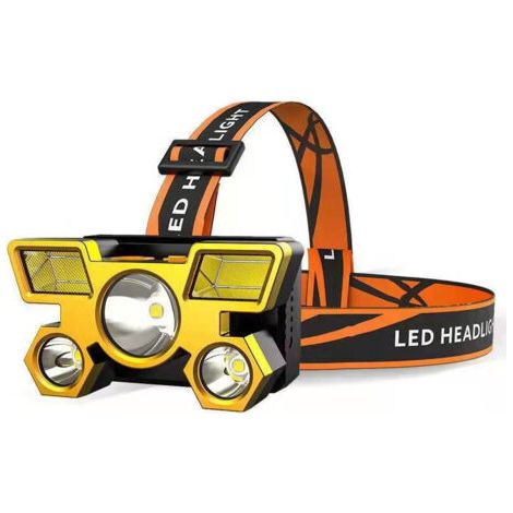 Abs-scheinwerfer, Usb-aufladung, Starkes Licht, Fern-camping-scheinwerfer Für Nachtfahrten, Nachtfischen, Goldene 5 Lichtquellen, Dubuns