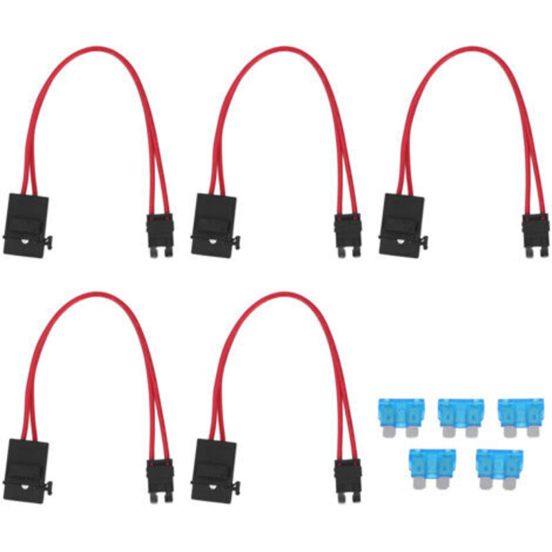 5 Stück Kfz-sicherungshalter-anschluss, Mini-hochleistungsdraht-verlängerungskabel Für Geldautomaten, 20 A, 16 Awg, Mit 5 Stück Act M 19,1 Mm Sicherungen