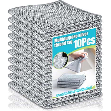 10-teiliges Set Aus Chiffon Mit Anti-strahlung Und Silberfilz, Doppelt Verwendbar, Wiederverwendbar Und Vielseitig Einsetzbar Für Die Küche, Die Aufläufe, Den Herd Und Die Küchenplatten, 20 X 20 Cm
