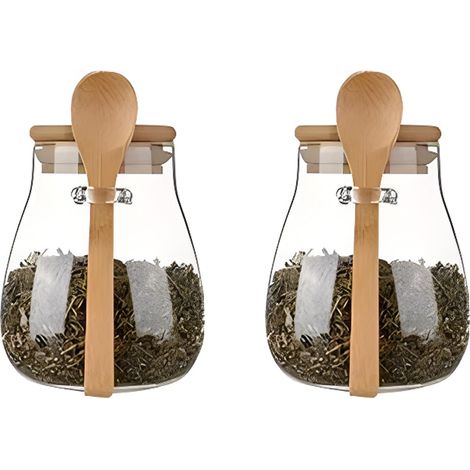 Aufbewahrungsbehälter Aus Hermetischem Glas Mit Bambushülle, Um Die Gefahr Zu Vermeiden.