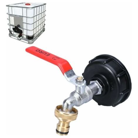 Wasserhahn Ibc 1000l Mit 1/2-zoll-adapter, Doppelter Messinghahn, 60-mm-gewinde Zur Regenwasserrückgewinnung