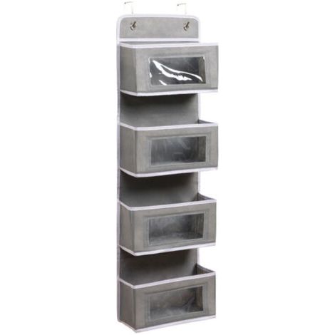 4-stöckiger Tür-organizer Mit Breiten, Stabilen Haken, Aus Vliesstoff, Ideal Für Badezimmer, Büro Oder Wohnheim (schwarz).