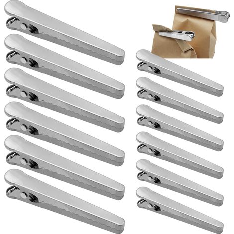 12 Stück Pince Sachet Alimentaire, Pince Alimentaire Inox, 11,5/8 Cm Clip Fermeture Sachet, Clip Fermeture Cuisine Wiederverwendbar