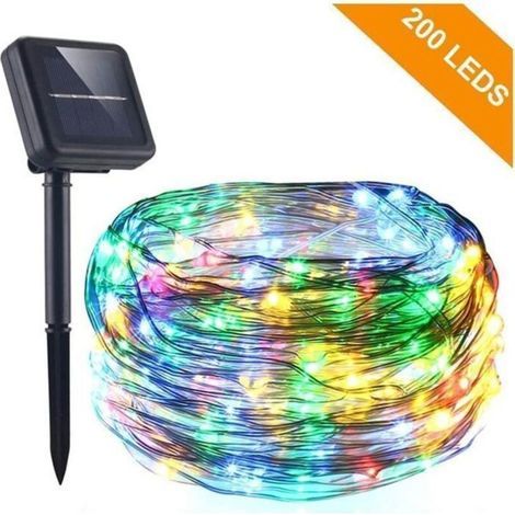 Solar-lichtgirlande – Mehrfarbig – 22 M – 200 Leds – Wasserdicht Ip65 – 8 Beleuchtungsmodi