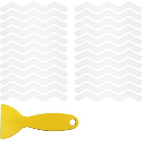 Antirutschstreifen Für Badewanne, Transparent, 1,5 X 18 Cm, 24 Streifen, Rutschfestes Wellenmuster, Mit Schaber, Entfernbar Und Rückstandsfrei.