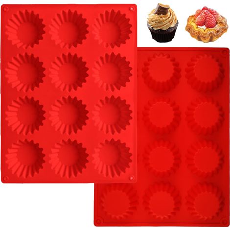 Set Aus 2 Muffin-muffins, Mini-tartelettes, Cupcakes Und Muffins Mit Antiadhäsivem Silikon (12 Und 1)