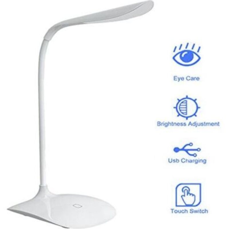 Led-schreibtischlampe Zum Lesen, 3 Helligkeitsstufen, Wiederaufladbar, Flexibles Led-licht, Nachttischlampe, Usb-berührungssensor