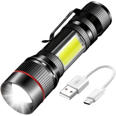 Led-taschenlampe, Wiederaufladbare Tragbare Usb-zoom-taschenlampe Mit Magnet Und Clip
