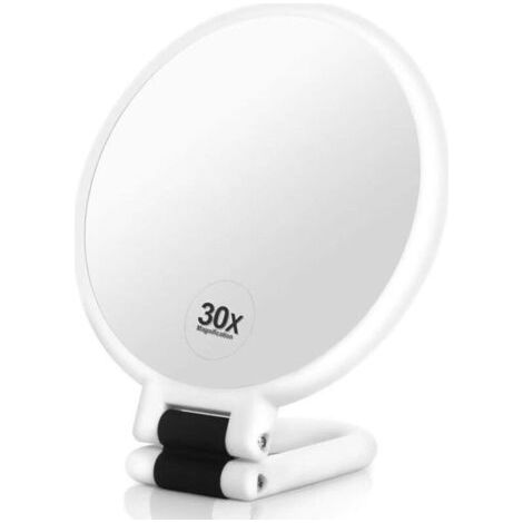 Grosser 30x-mikroskop Mit Spitzeneffekt – Doppelseitiger Make-up-mikroskop, Biegsam Und Tragbar, Immer Und Überall Verwendbar – Mattweiß