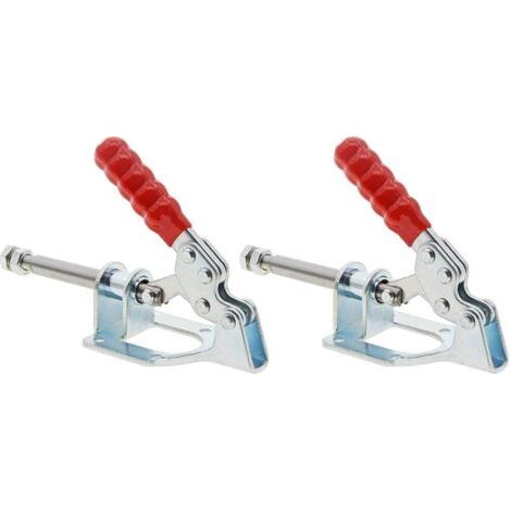 2pcs 32mm Pince À Bascule Gh-302-f, Push-pull-action-push-pull-action-halterung, 136 Kg Kapazität, Pince-traction-pièce Soudage Anti-dérapant Poignée Rouge Pince Pour Soudure Reparation