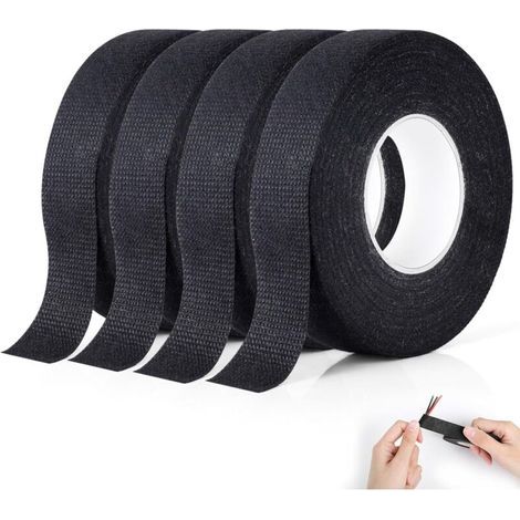 Schwarzes Elektrisches Isolierband, 4er-pack (19 Mm X 15 M), Gewebeband, Robust Und Reißbar, Elektrikerband Für Elektronische Reparaturen, Für Kabelbäume, Auto Und Motorrad