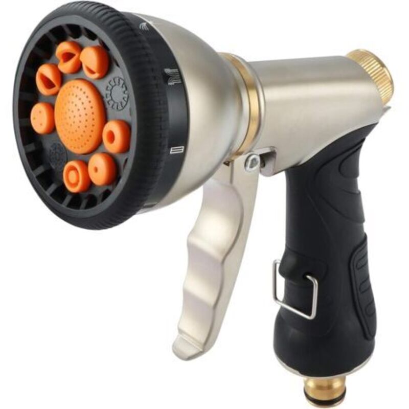 Pr Pistolet D'Arrosage De Jardin Métal, Pistolet À Eau Haute Pression, 9 Modèles Réglables, Pour L'Arrosage De La Plantes