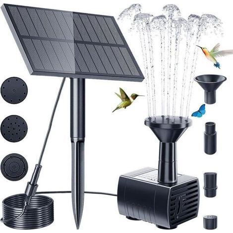 Solar-pumpenfontäne 1,5 W - Fließende Wasserpumpe Mit 4 Bussen Für Bain D\'oiseaux, Étangs, Jardin