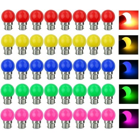 Ampulle Led-farbe B22, 3 W, Entspricht 30 W, 300 Lm, Ac 220 V, B22 Baïonnette-ampullen, Guirlande-farbe, Led-ampullen, Mehrfarbig, Für Maison Bar, Party-dekoration, 40 Stück