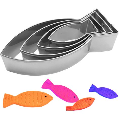 Set Mit 4 Ausstechformen In Fischform – Edelstahl – Für Kommunion Und Taufe