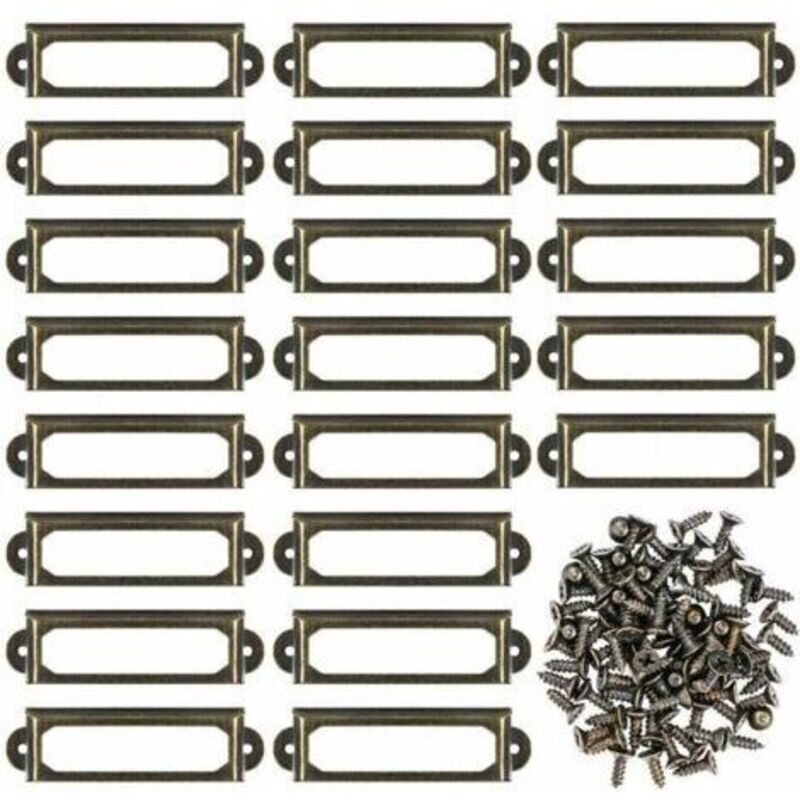 Porte-étiquettes Métalliques Pour Meubles, Tiroirs, Armoires, Cartes, Plaques Nominatives, Cadres Avec Vis Pour Pour Büros, Étagères, Supportes, Bronze, 50 Einheiten (60 X 17 Mm)