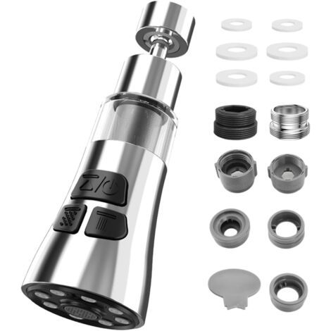 360° Drehbarer Küchenarmatur-luftsprudler, 3-spray-duschkopf, Schwenkbarer Wasserhahn-verlängerer Mit 5 Adaptern Für Küchen-badezimmer-wasserhähne, M22 G1/2 M24 M20 F20
