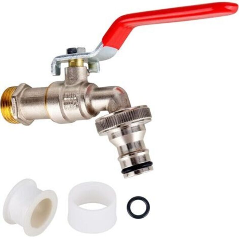 Garten-wasserhahn Für Den Außenbereich, 1/2 Garten-wasserhahn Mit Adapter, Doppelter Messing-wasserhahn, Rost- Und Frostbeständig, 2 X Kostenlose Schlauchanschlüsse Für Garten, Haushalt Und Industrie