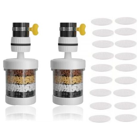 2 Stück Wasserhahn-wasserfilter, 360°-wasserhahnfilter, 6 Filterschichten, Mit 20 Stück Filterbaumwolle, Für Zuhause, Küche, Waschbecken, Badezimmer