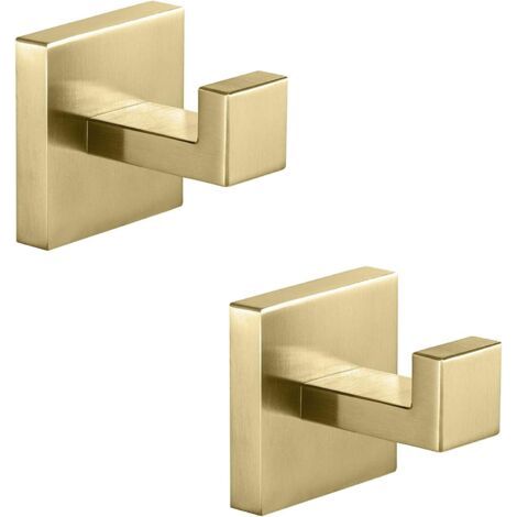 Set Mit 2 Quadratischen Wandhaken Aus Edelstahl Sus 304, Handtuchhaken Für Badezimmer, Wand-geschirrtuchhalter Für Küche, Bademäntel, Mäntel, Garage (gold)