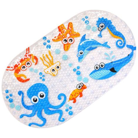 69x39cm Baozun Tapis De Bain De Bande Dessinée, Tapis De Baignoire Antidérapant Avec Ventouse Tapis De Douche (pieuvre)