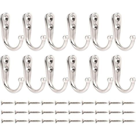 Set Mit 12 Einzelnen Wandhaken, Antikes Chrom, Klein, Zum Aufhängen Von Kleidung, Jacken, Bademänteln, Handtüchern, Hüten, Schlüsseln, Taschen Und Tassen, Silber.