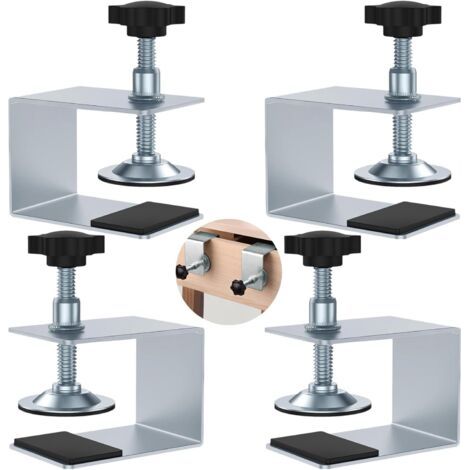 Set Mit 4 Kleinen Verstellbaren Schraubklammern Mit Rutschfester Unterlage Für Schubladen Und Schränke.
