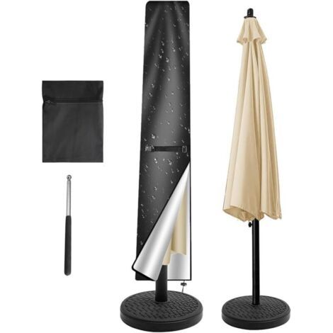 Schutzgehäuse Für Sonnenschirme – Undurchlässig – Innenbeständig – Uv-beständig – Coupe-vent – Für Außen- Und Markisenschirme – 170 X 25/35 Cm – Schwarz