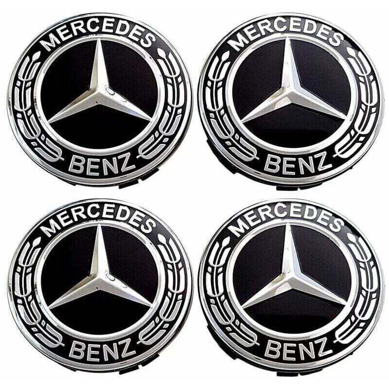 Set Mit 4 Zentralen Radkappen 75 Mm – Abs-kunststoff Und Aluminium – Ersatz-radkappen – Kompatibel Mit Mercedes Benz