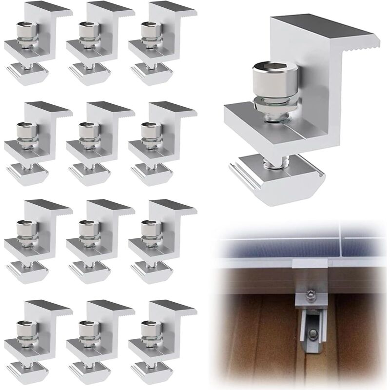 12 Stück Aluminium-solarpanel-montagehalterungen Für 40 Mm Z-förmige Solarpanel-montagehalterungen Mit Muttern Und Schrauben Für Dach-, Wand- Und Dachinstallation (40 Mm)