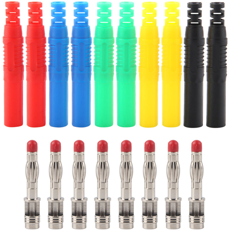 10 Stück Bananenstecker-adapter, Bananenstecker-buchse P3013, Isoliert, 4 Mm, Vernickelt, Verkupfert, Gerade 4 Mm Bananenstecker