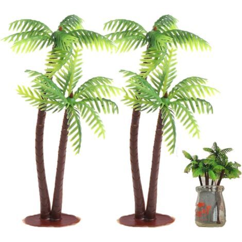Set Aus 2 Künstlichen Miniatur-kokospalmen Für Modellbau, Landschaft, Innendekoration (14 Cm)