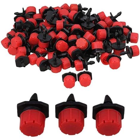 100 Stück Goutteur-bewässerung, Einstellbare Gichtbewässerung Im Automatischen Bewässerungssystem Tuyau Egouttement Micro Gicleurs Émetteur Drippers Für Serre Plant Diy Garden