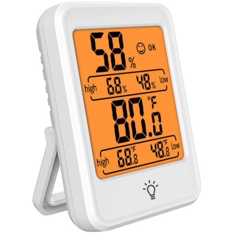 Elektronisches Thermometer Und Hygrometer, Temperatur- Und Luftfeuchtigkeitsmessgerät, Lcd-display, Tisch/wand/magnetisch, Weiß, Ohne Batterie