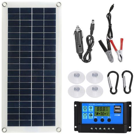 Tragbares Flexibles 20-w-solarpanel-kit, 12-v-schalter, Usb-ladeschnittstellenplatine Mit 300-w-controller, Wasserdichten Zellen Für Telefon, Wohnmobil, Auto