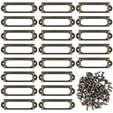 Set Mit 50 Etikettenhaltern Aus Bronzefarbenem Metall – Maße 5,9 X 1,7 Cm – Mit 110 Schrauben Zur Befestigung – Für Möbel Und Regale