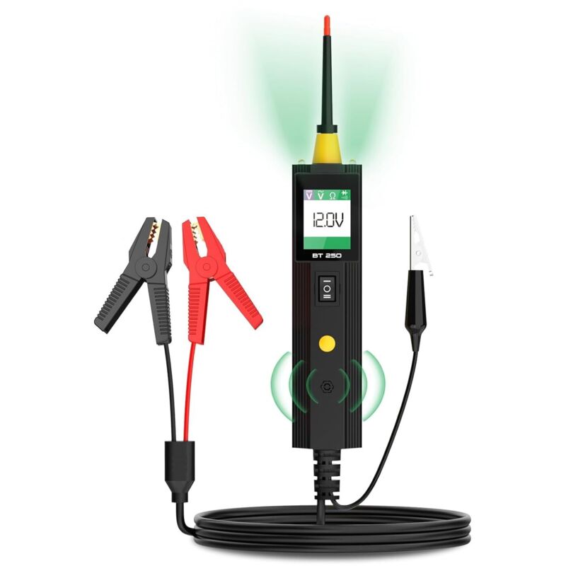 Bt250 Kfz-spannungsprüfer 12 V/24 V, Digitaler Kfz-spannungsprüfer Mit Kurzschlussdetektor, Farbanzeigeleuchten, Für 6–30 V Elektrische Systeme