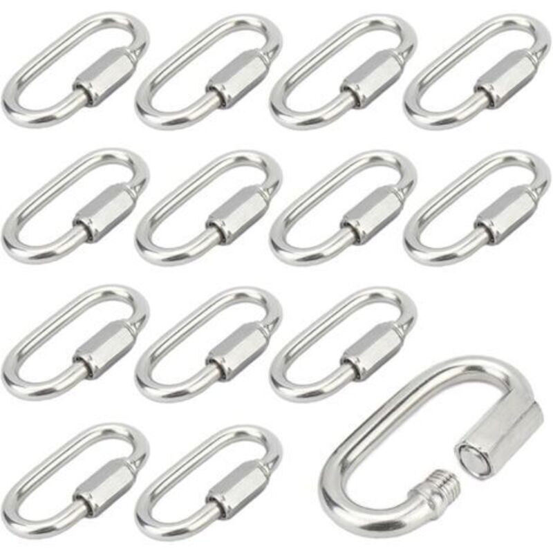 12 Stück M5 Schraubkarabiner Quick Link 304 Edelstahl Karabiner Mit Schraubverschluss, Fester Karabiner Zum Verbinden Von Seilen, Ketten, Rigging