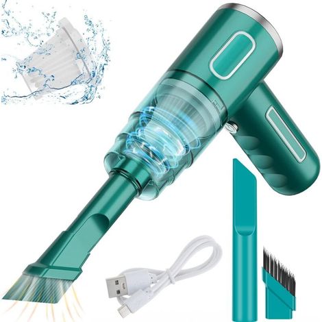 Mini-3-in-1-sauger, Auto-sauger, Mini-sauger, Tragbar, Wiederaufladbar Über Usb, 290.000 Pa, 28 W, 36 V, Pinceau, Pointe De Buse Plate Étendue, Element Filtrant2, Für Bureau (vert)