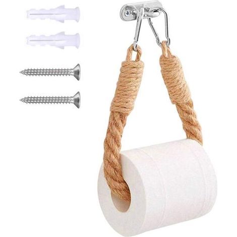 Toilettenpapierhalter, Vintage-toilettenpapierhalter Aus Hanfseil, Wandmontierte Toilettenpapieraufbewahrung Für Badezimmerdekoration (braun, 2 X 49 Cm) – Rapanda