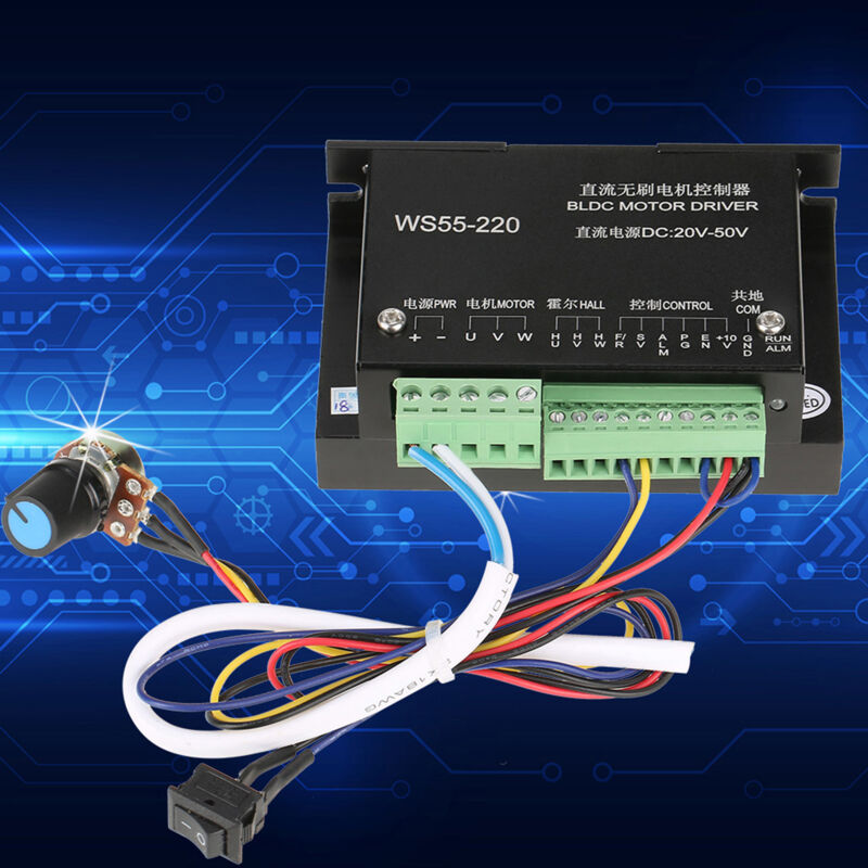 48 V 500 W Bürstenlose Hochgeschwindigkeitsspindel, Dedizierter Treiber, Analoge Geschwindigkeitsregelung Ws55-220