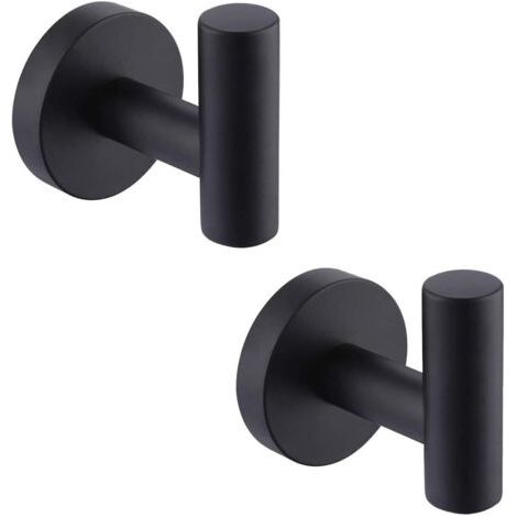 Wandhaken Für Badezimmer-handtuchhalter – Mattschwarzer Edelstahl Sus304 – Belastung 5 Kg – Set Mit 2 Haken Für Die Wandmontage