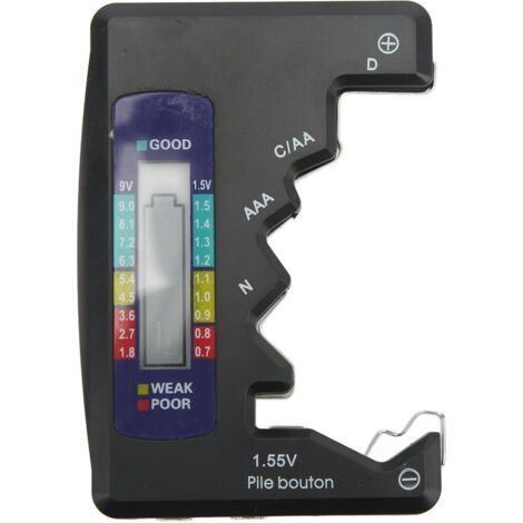 Digitaler Batterie-kapazitätsmesser-tester, Universeller D, C, N, Aaa, Aa, 9 V, 1,5 V, Knopfzellen-batterieanalysator, Schwarz