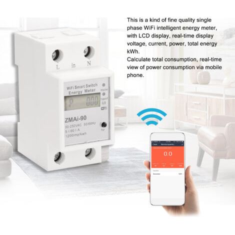 Einphasiges Din-schienen-smart-energiemessgerät, Stromverbrauch (kwh/watt-messgerät), Unterstützt Smartlife/tuya-app, Kompatibel Mit Alexa Und Home