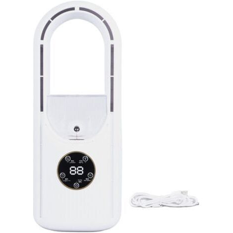 Flügelloser Ventilator, 6-gang-einstellung, 100-ml-wassertank, Leiser Usb-tisch-nebel-lüfter Mit Timing-weiß