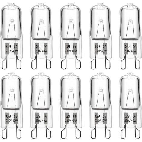 Ampoule Halogene G9 40w 230v, 480lm 2900k Blanc Chaud Dimmbar, G9 Ampoules Capsule, Für Lüster, Lampen Für Beleuchtung, Wanddekorationen, Schrankbeleuchtung, Lot Von 10