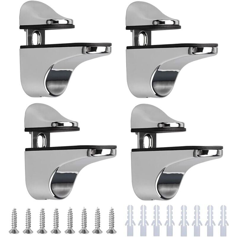 4 Stück Glastablett-halterung, Verzinkte Zinklegierung, Badregal, Glasplatte Für Glas Und Holz, Nur 3–23 Mm Durchmesser, Max