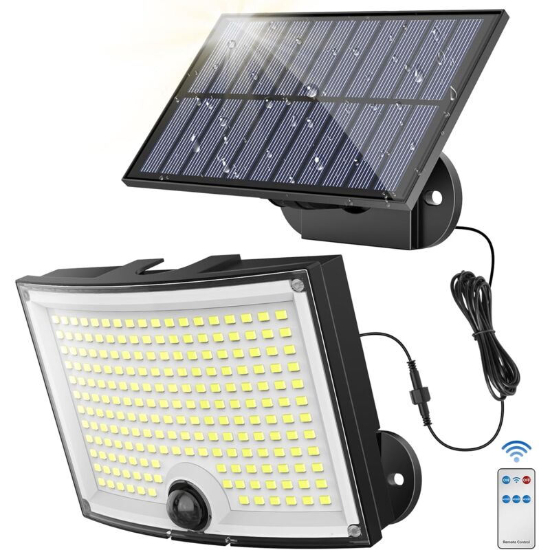 Solarlampe Für Den Außenbereich, Bewegungsmelder, 202 Leds, 3 Modi, 210° Beleuchtung, Ip65, Solarleuchte Für Den Außenbereich, Led-spot, Led-projektor Für Den Außenbereich, 1 Packung [energieklasse A]