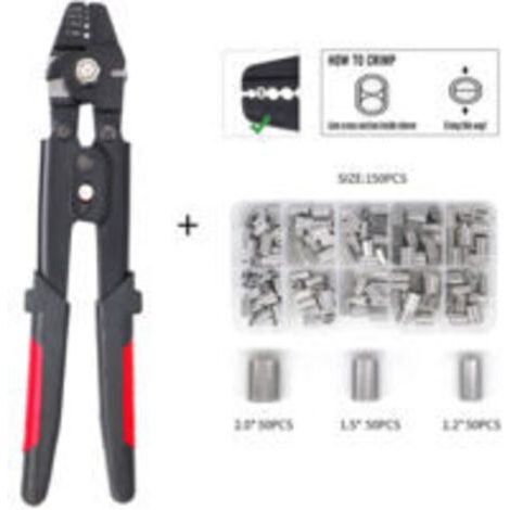 Pince À Corde Mit Verbindungsfunktion Für Aluminium-manschetten Von 0,1 Mm Bis 2,2 Mm, Mit 150 Teilen 1,2/1,5/2 Mm Aus Aluminium Mit Doppelstange